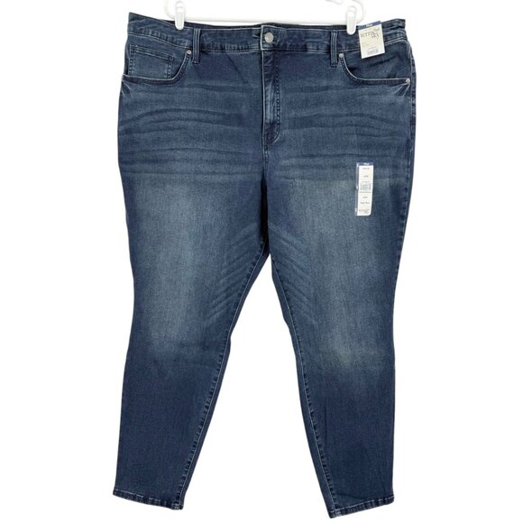 Terra & Sky Women's Stretch High Rise Core Skinny Dark Blue Jeans Plus 26W NWT - Picture 1 of 10